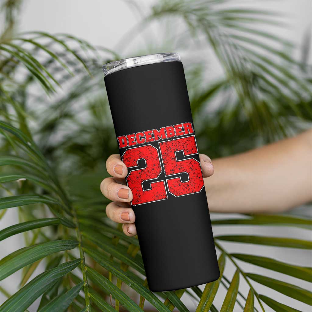 Retro December 25 Christmas Skinny Tumbler Vintage Holiday - Wonder Print Shop