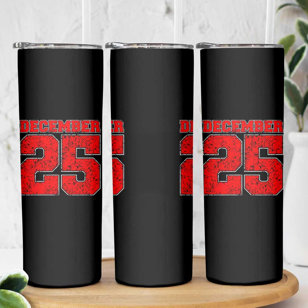 Retro December 25 Christmas Skinny Tumbler Vintage Holiday - Wonder Print Shop