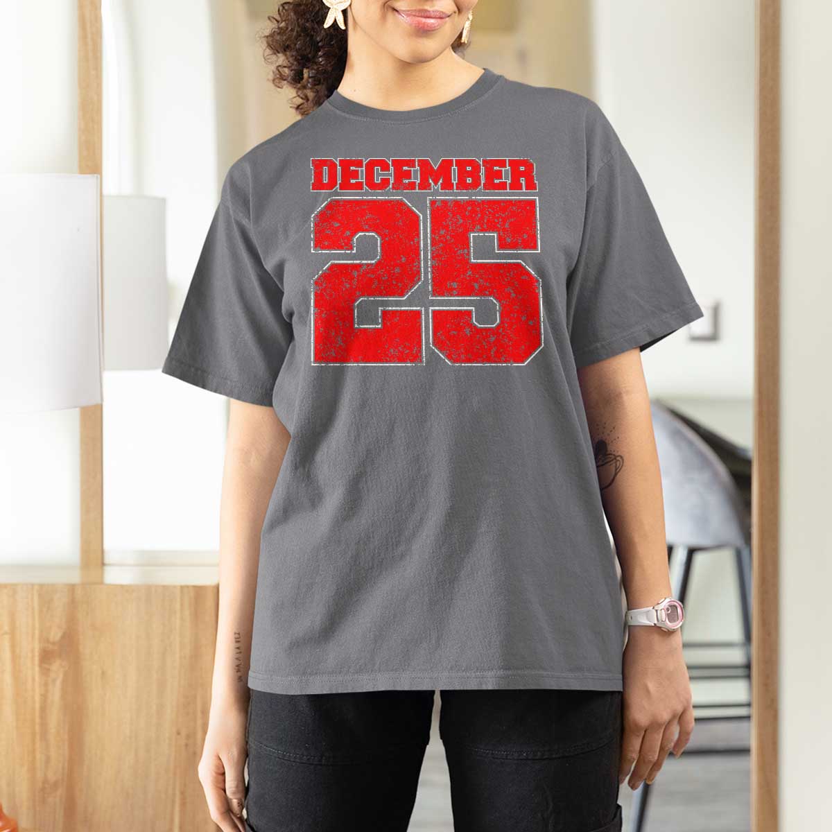 Retro December 25 Christmas T Shirt For Women Vintage Holiday - Wonder Print Shop