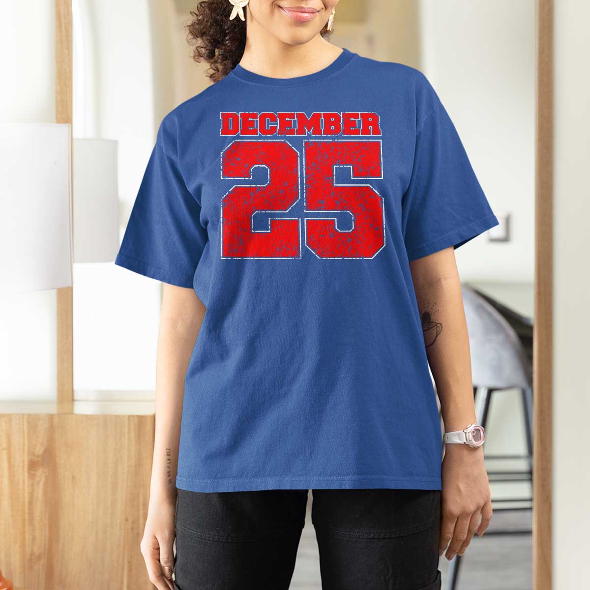 Retro December 25 Christmas T Shirt For Women Vintage Holiday - Wonder Print Shop
