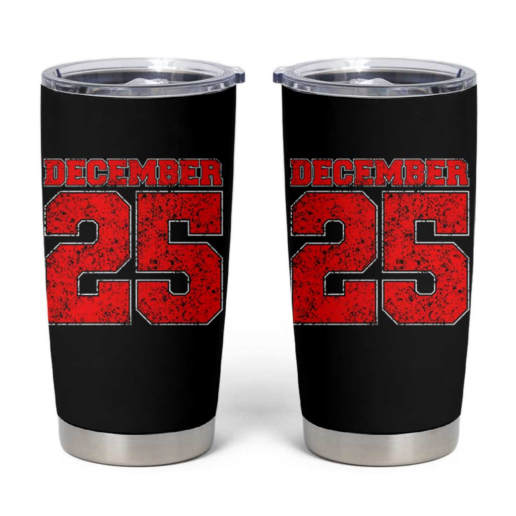 Retro December 25 Christmas Tumbler Cup Vintage Holiday - Wonder Print Shop