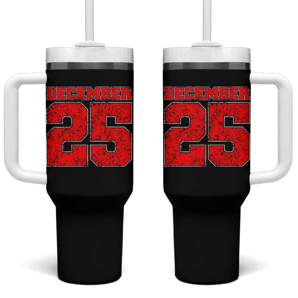 Retro December 25 Christmas Tumbler With Handle Vintage Holiday - Wonder Print Shop