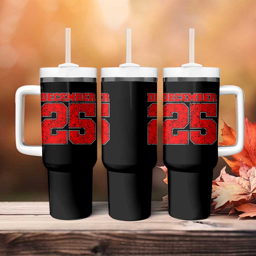 Retro December 25 Christmas Tumbler With Handle Vintage Holiday - Wonder Print Shop