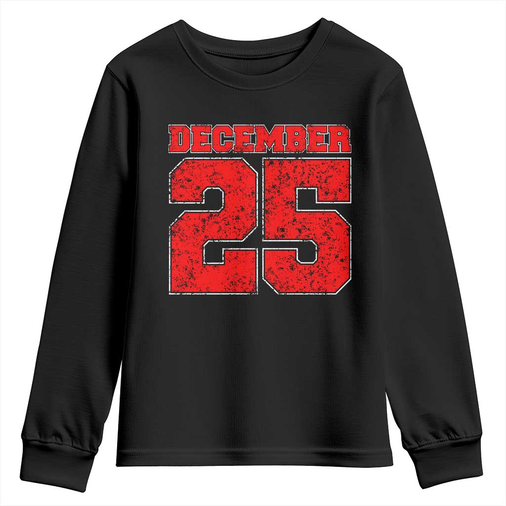 Retro December 25 Christmas Youth Sweatshirt Vintage Holiday - Wonder Print Shop
