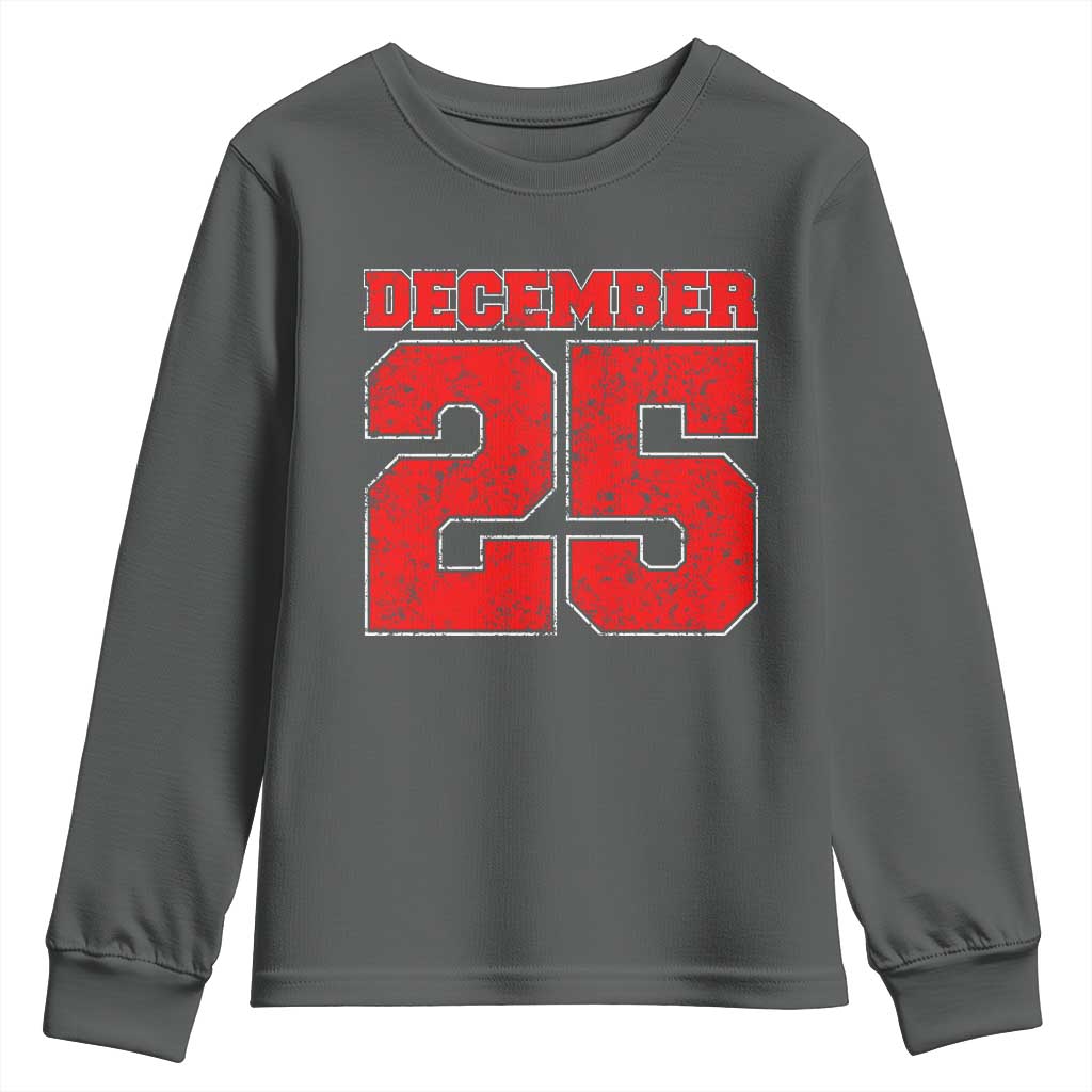 Retro December 25 Christmas Youth Sweatshirt Vintage Holiday - Wonder Print Shop