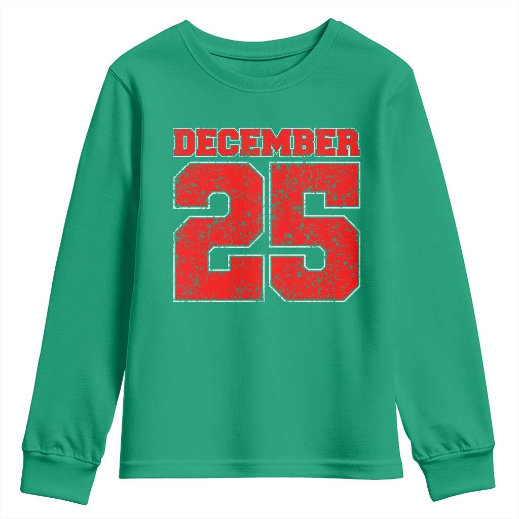Retro December 25 Christmas Youth Sweatshirt Vintage Holiday - Wonder Print Shop