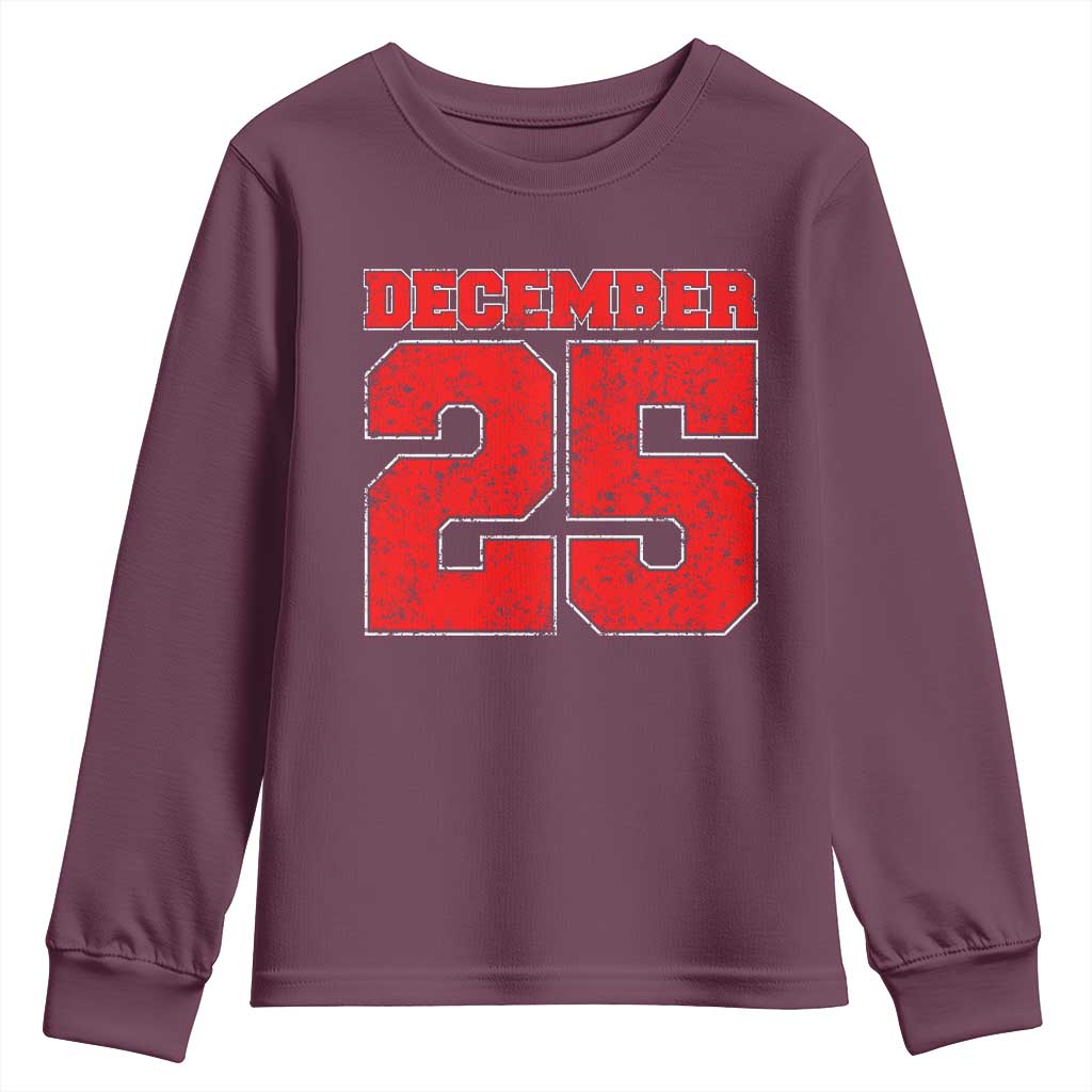 Retro December 25 Christmas Youth Sweatshirt Vintage Holiday - Wonder Print Shop