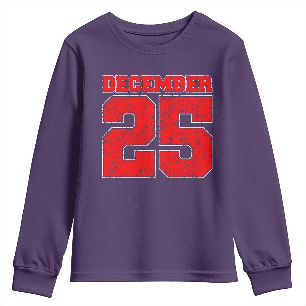 Retro December 25 Christmas Youth Sweatshirt Vintage Holiday - Wonder Print Shop
