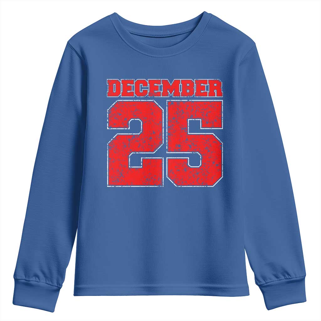 Retro December 25 Christmas Youth Sweatshirt Vintage Holiday - Wonder Print Shop