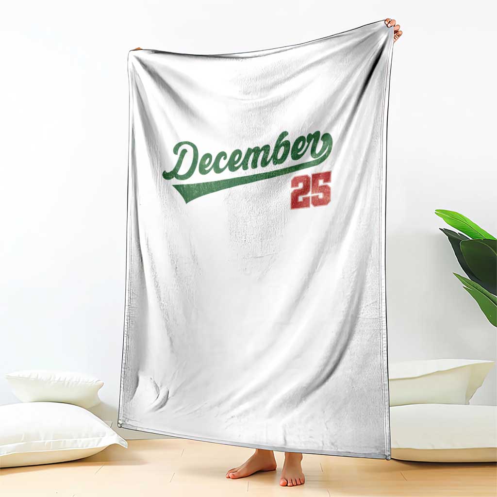 Retro Christmas December 25 Throw Blanket Retro Vintage Script Holiday Trip - Wonder Print Shop