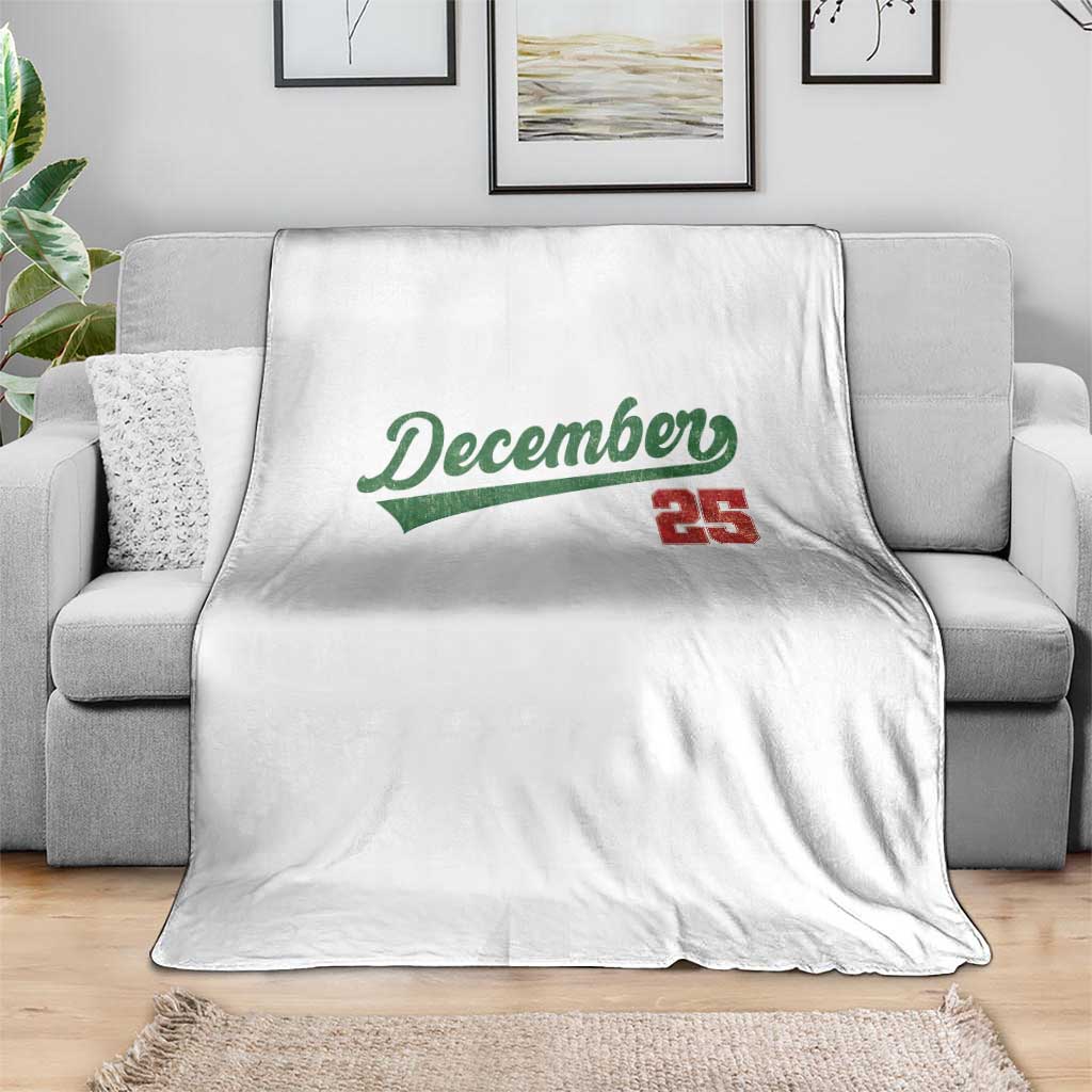 Retro Christmas December 25 Throw Blanket Retro Vintage Script Holiday Trip - Wonder Print Shop
