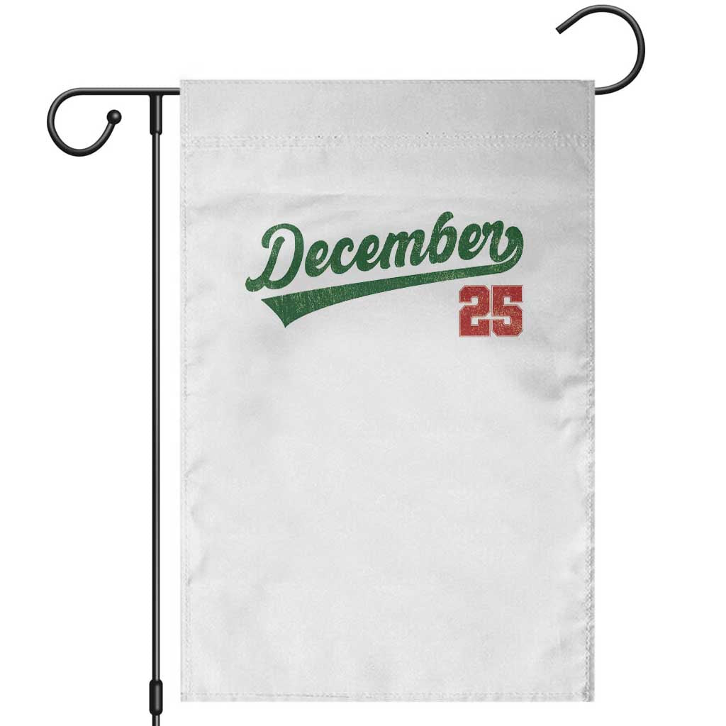 Retro Christmas December 25 Garden Flag Retro Vintage Script Holiday Trip - Wonder Print Shop