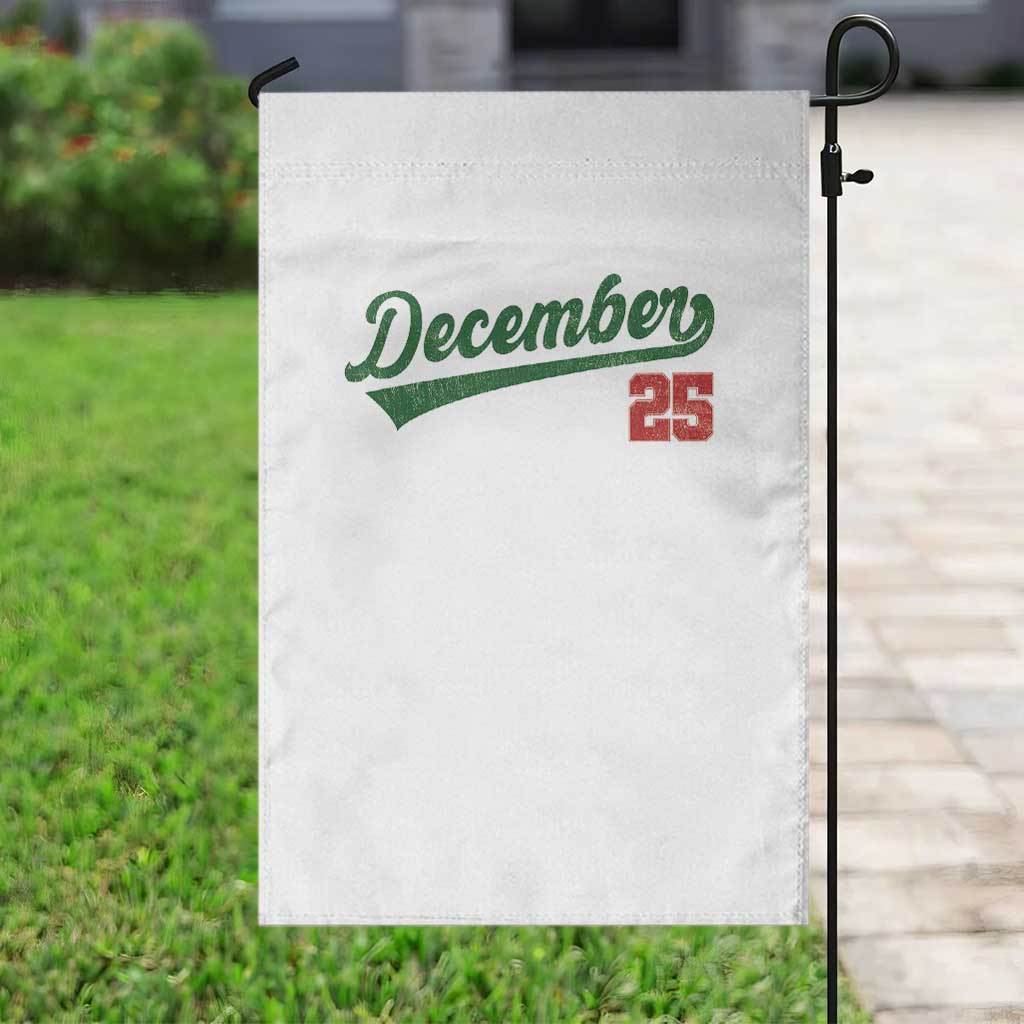 Retro Christmas December 25 Garden Flag Retro Vintage Script Holiday Trip - Wonder Print Shop