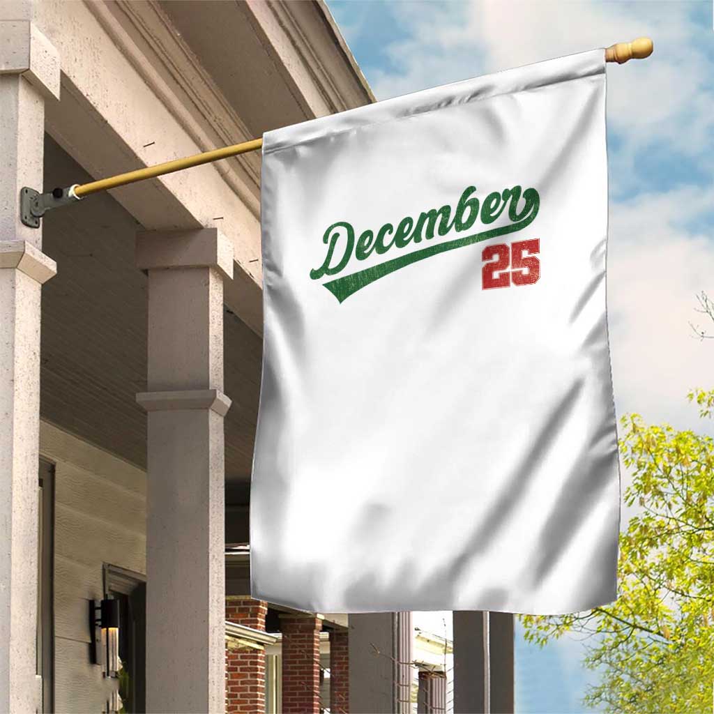 Retro Christmas December 25 Garden Flag Retro Vintage Script Holiday Trip - Wonder Print Shop