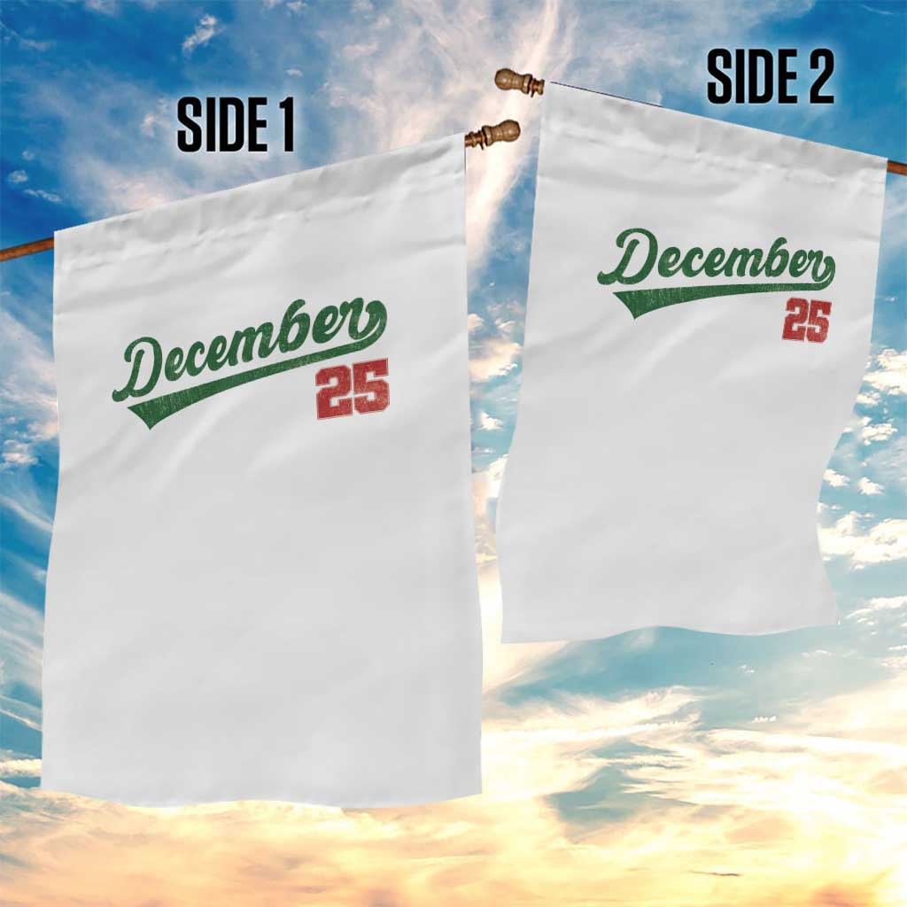 Retro Christmas December 25 Garden Flag Retro Vintage Script Holiday Trip - Wonder Print Shop