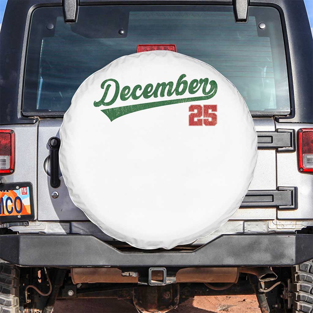 Retro Christmas December 25 Spare Tire Cover Retro Vintage Script Holiday Trip - Wonder Print Shop