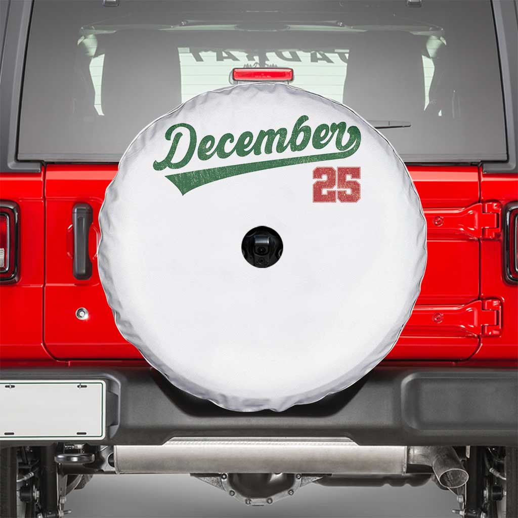 Retro Christmas December 25 Spare Tire Cover Retro Vintage Script Holiday Trip - Wonder Print Shop
