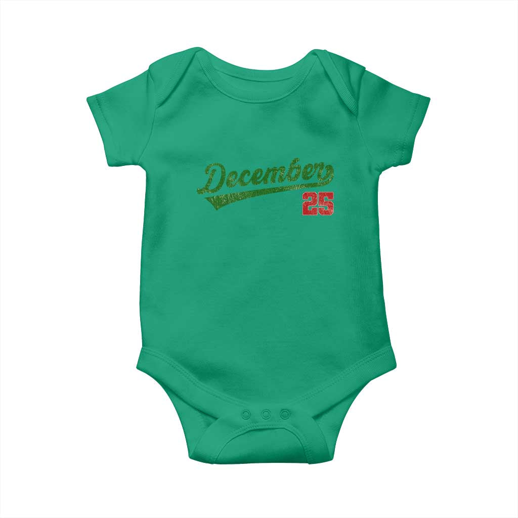 Retro Christmas December 25 Baby Onesie Retro Vintage Script Holiday Trip - Wonder Print Shop