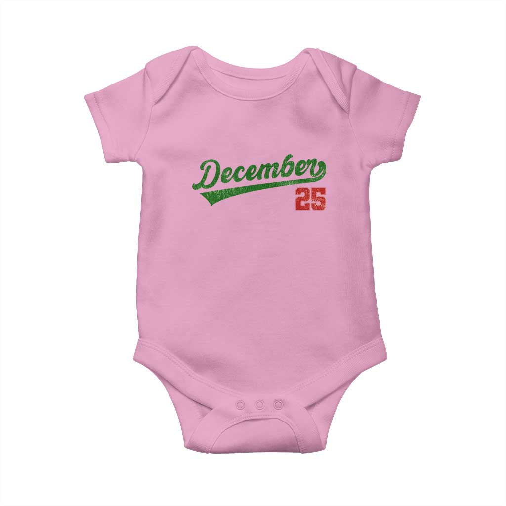 Retro Christmas December 25 Baby Onesie Retro Vintage Script Holiday Trip - Wonder Print Shop