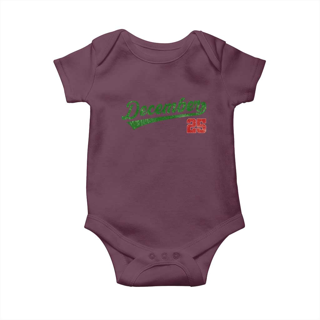 Retro Christmas December 25 Baby Onesie Retro Vintage Script Holiday Trip - Wonder Print Shop