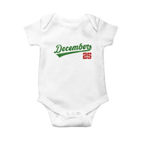 Retro Christmas December 25 Baby Onesie Retro Vintage Script Holiday Trip - Wonder Print Shop