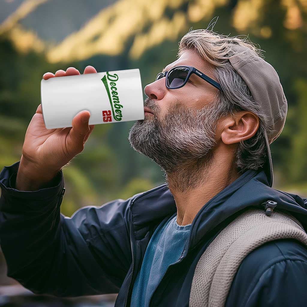 Retro Christmas December 25 4 in 1 Can Cooler Tumbler Retro Vintage Script Holiday Trip - Wonder Print Shop