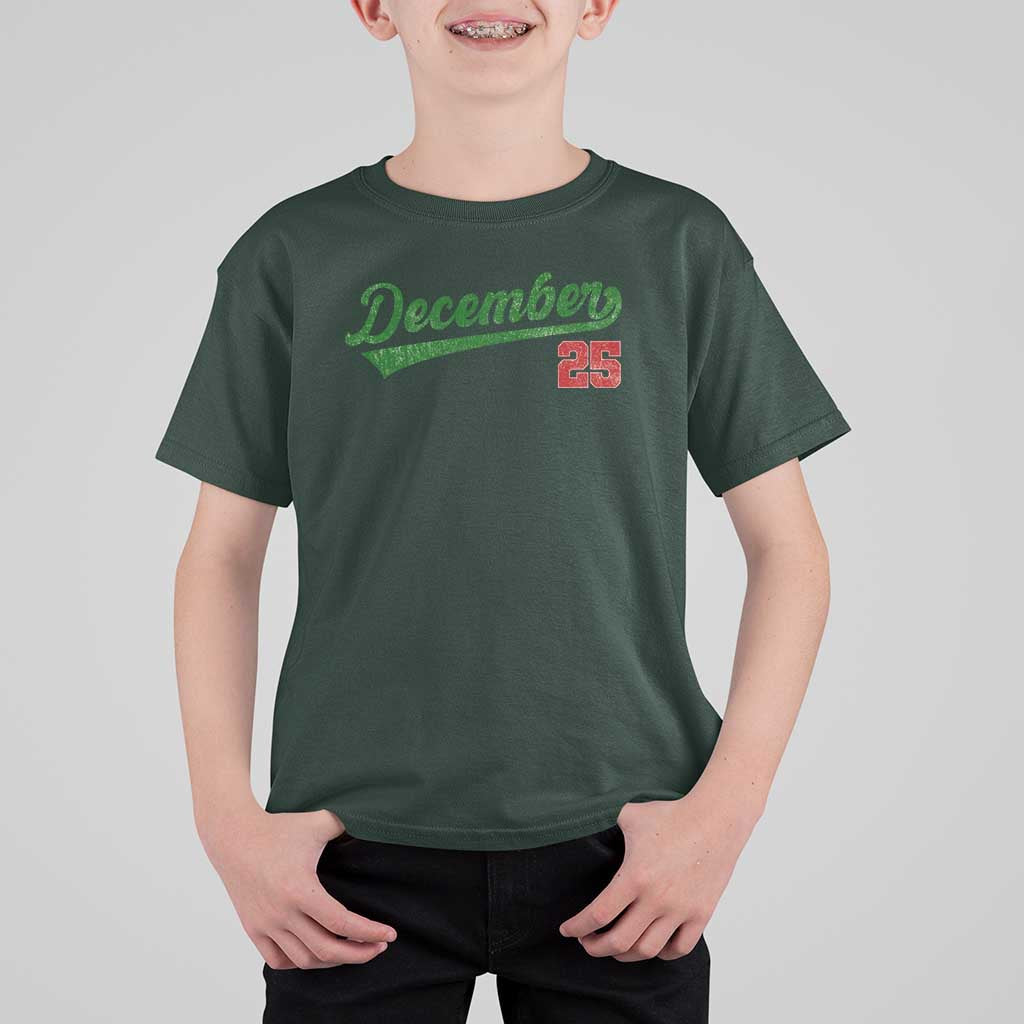Retro Christmas December 25 T Shirt For Kid Retro Vintage Script Holiday Trip - Wonder Print Shop