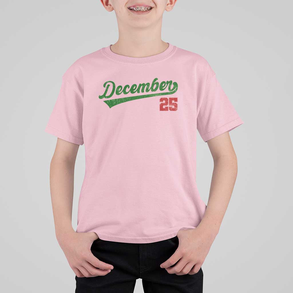 Retro Christmas December 25 T Shirt For Kid Retro Vintage Script Holiday Trip - Wonder Print Shop
