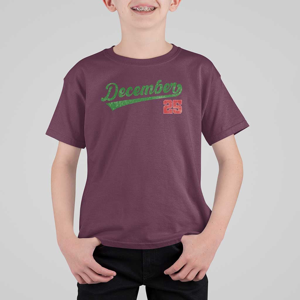 Retro Christmas December 25 T Shirt For Kid Retro Vintage Script Holiday Trip - Wonder Print Shop