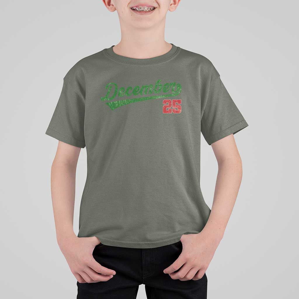 Retro Christmas December 25 T Shirt For Kid Retro Vintage Script Holiday Trip - Wonder Print Shop