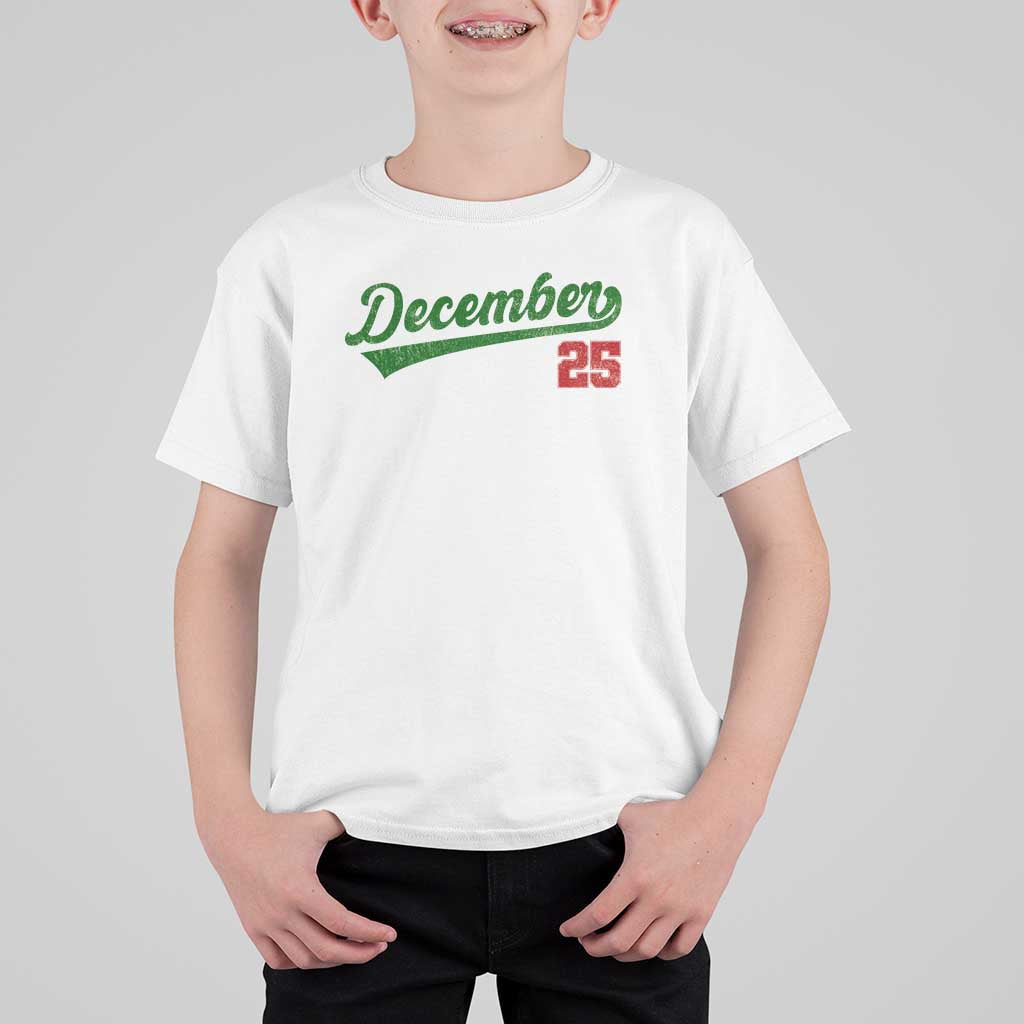 Retro Christmas December 25 T Shirt For Kid Retro Vintage Script Holiday Trip - Wonder Print Shop