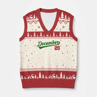 Retro Xmas December 25 V-Neck Knit Sweater Vest Retro Vintage Script Holiday Trip - Wonder Print Shop