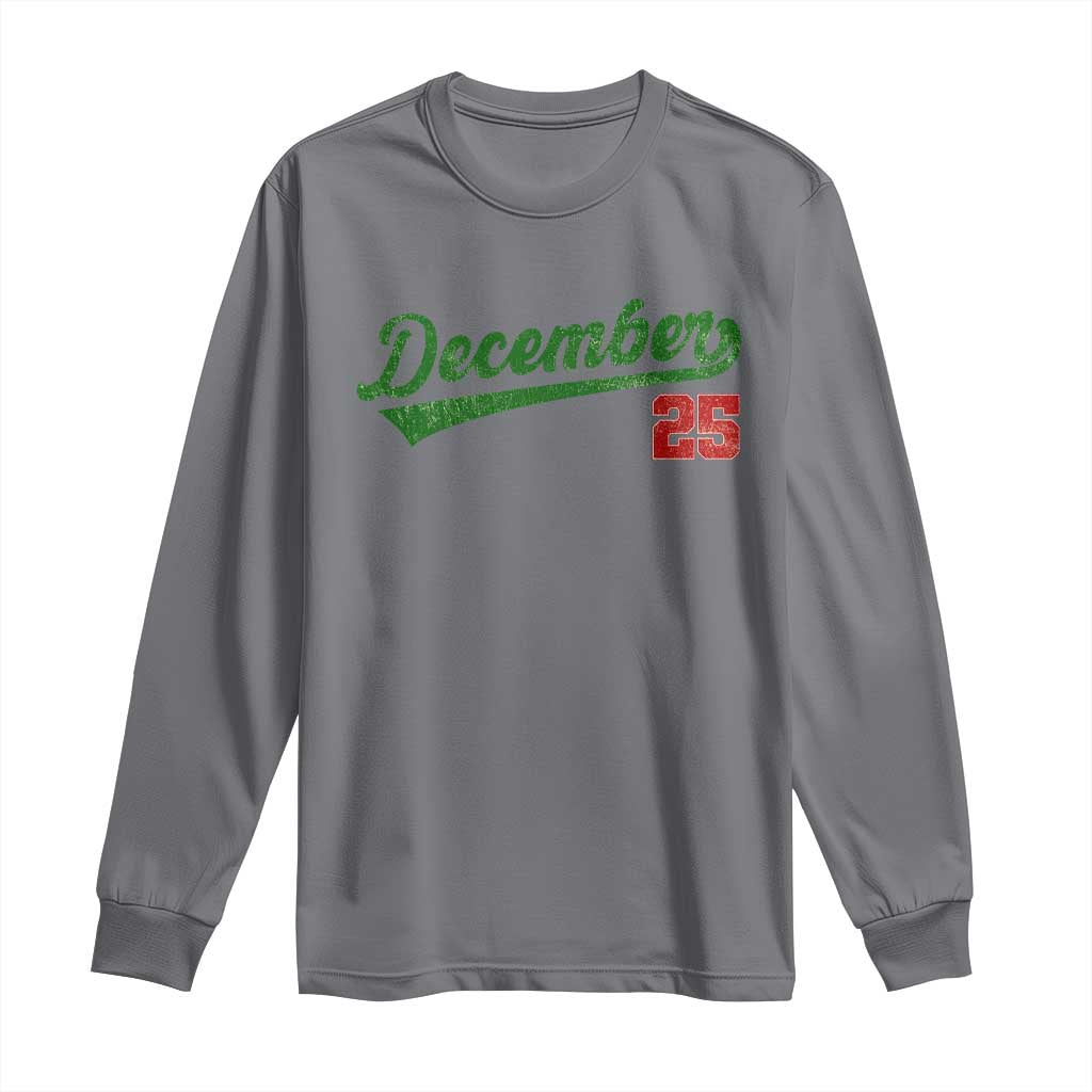 Retro Christmas December 25 Long Sleeve Shirt Retro Vintage Script Holiday Trip - Wonder Print Shop