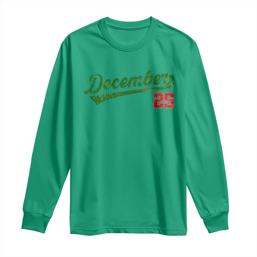 Retro Christmas December 25 Long Sleeve Shirt Retro Vintage Script Holiday Trip - Wonder Print Shop