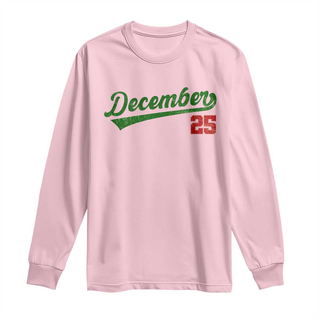 Retro Christmas December 25 Long Sleeve Shirt Retro Vintage Script Holiday Trip - Wonder Print Shop