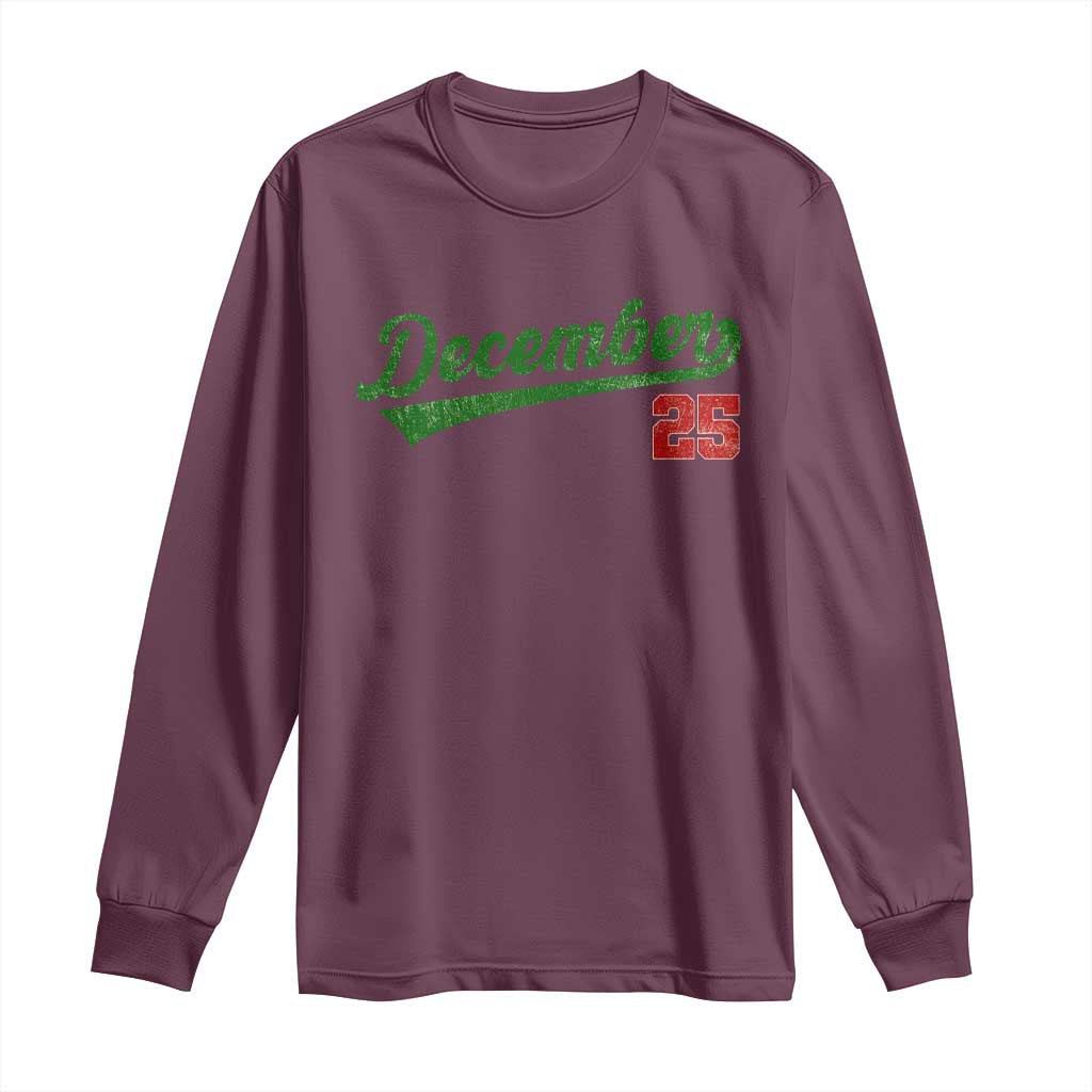 Retro Christmas December 25 Long Sleeve Shirt Retro Vintage Script Holiday Trip - Wonder Print Shop