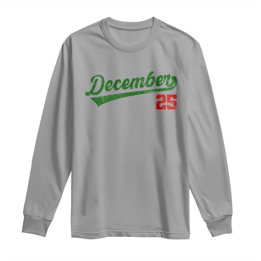 Retro Christmas December 25 Long Sleeve Shirt Retro Vintage Script Holiday Trip - Wonder Print Shop