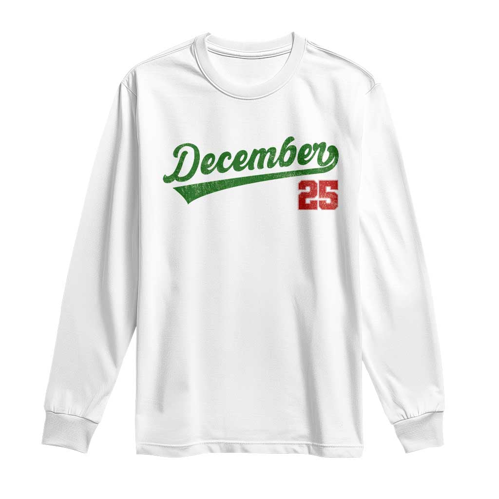 Retro Christmas December 25 Long Sleeve Shirt Retro Vintage Script Holiday Trip - Wonder Print Shop