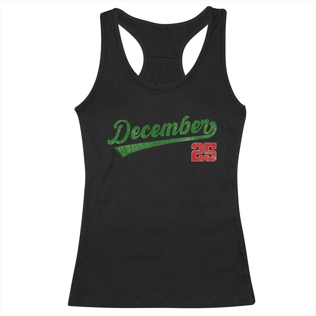 Retro Christmas December 25 Racerback Tank Top Retro Vintage Script Holiday Trip - Wonder Print Shop