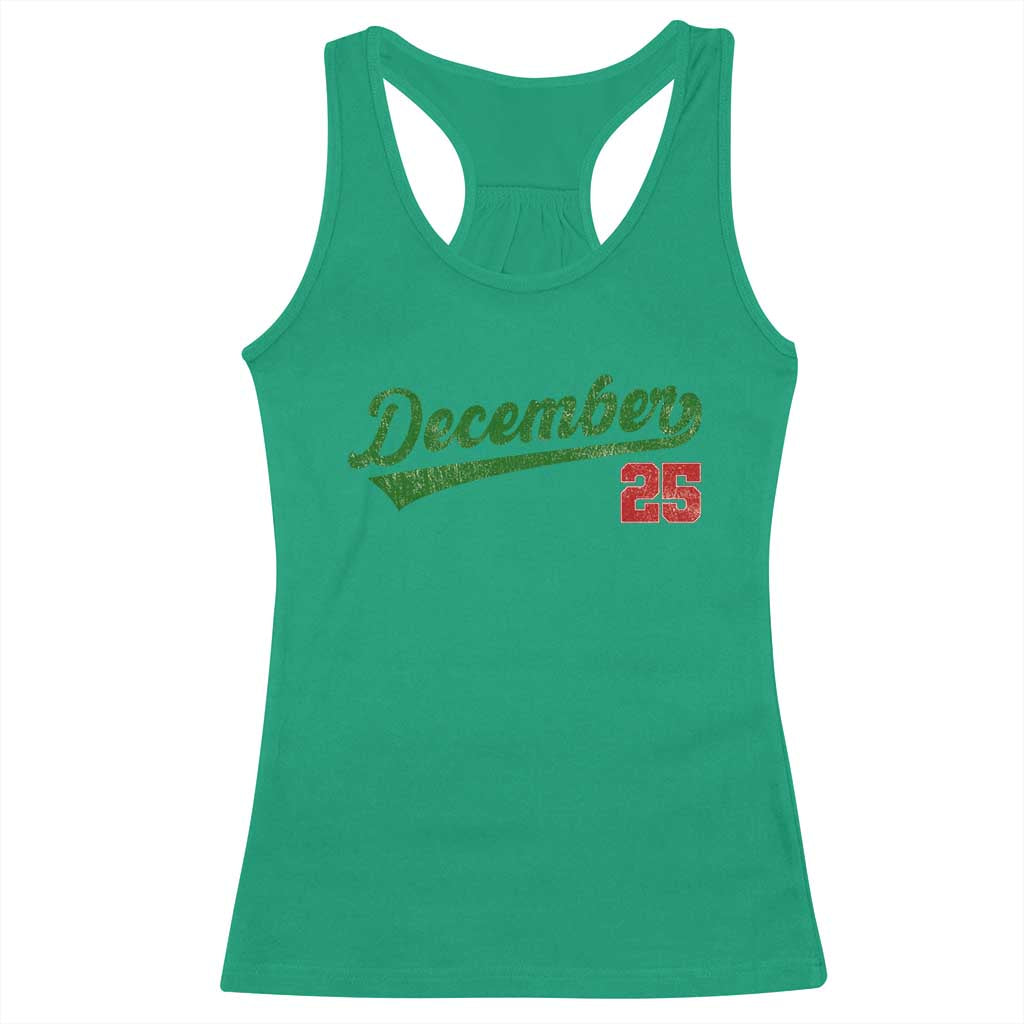 Retro Christmas December 25 Racerback Tank Top Retro Vintage Script Holiday Trip - Wonder Print Shop
