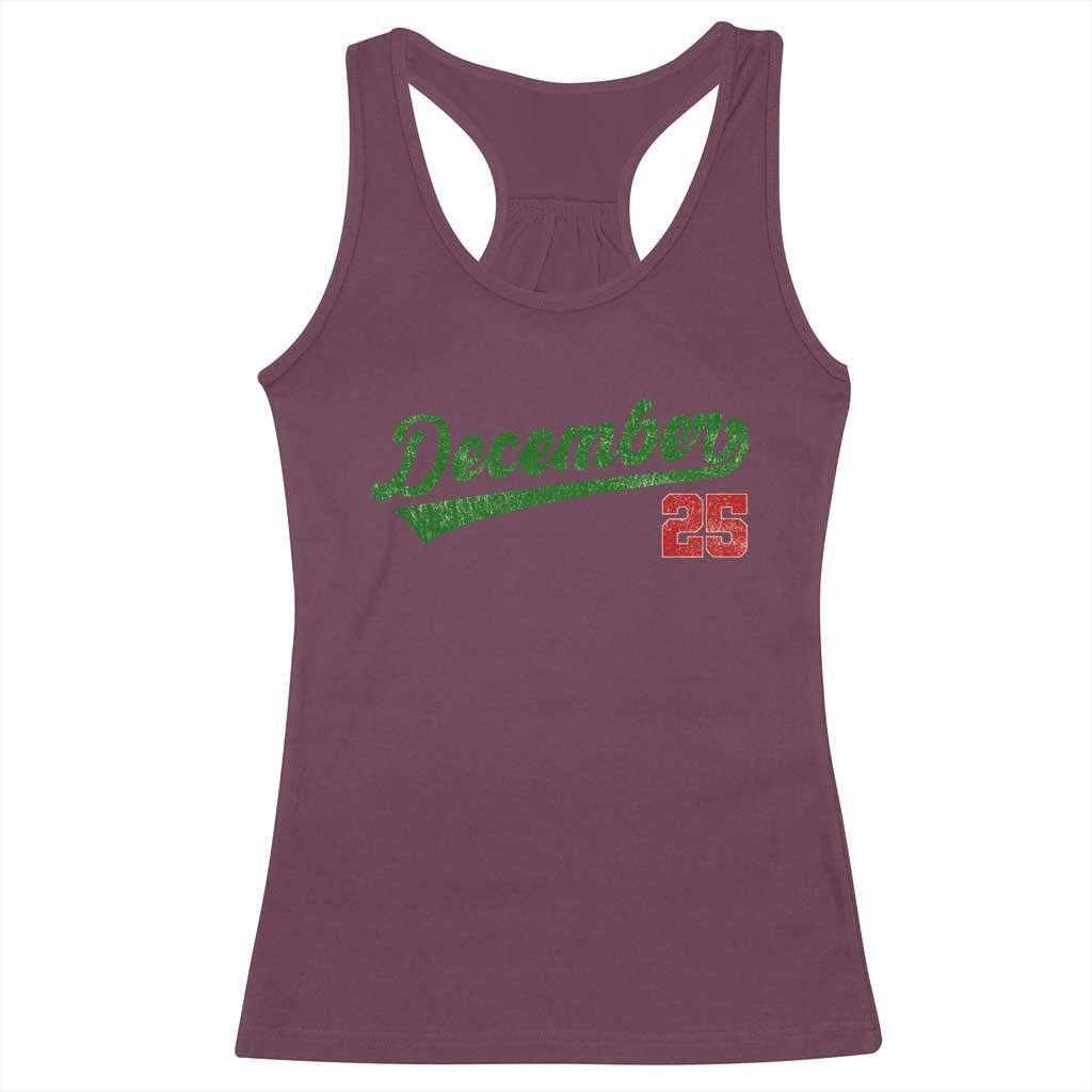 Retro Christmas December 25 Racerback Tank Top Retro Vintage Script Holiday Trip - Wonder Print Shop