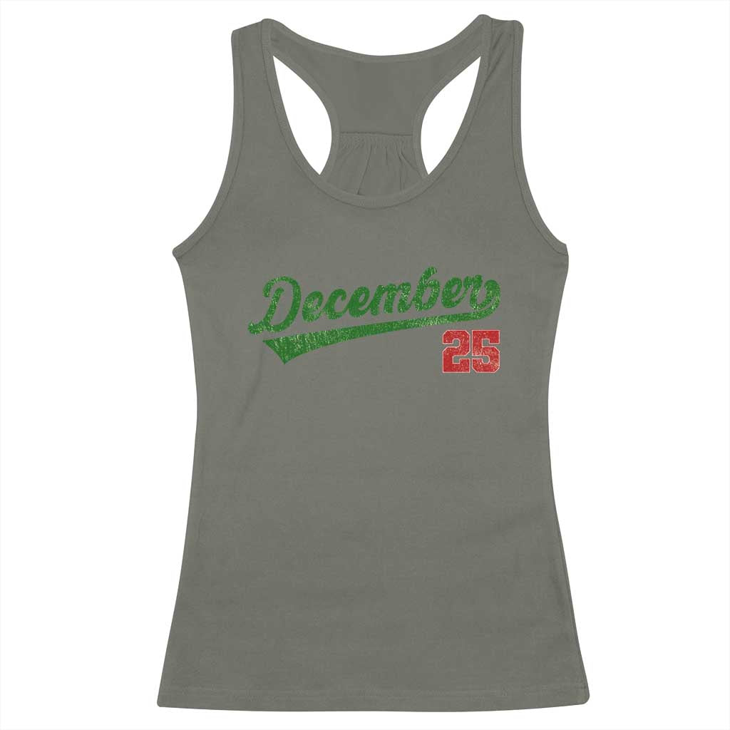Retro Christmas December 25 Racerback Tank Top Retro Vintage Script Holiday Trip - Wonder Print Shop