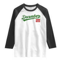 Retro Christmas December 25 Raglan Shirt Retro Vintage Script Holiday Trip - Wonder Print Shop