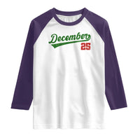 Retro Christmas December 25 Raglan Shirt Retro Vintage Script Holiday Trip - Wonder Print Shop