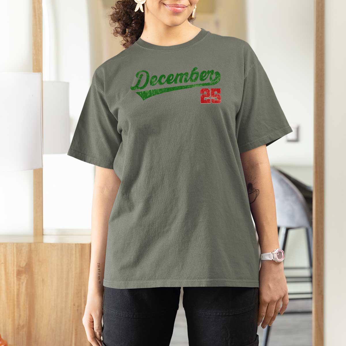 Retro Christmas December 25 T Shirt For Women Retro Vintage Script Holiday Trip - Wonder Print Shop