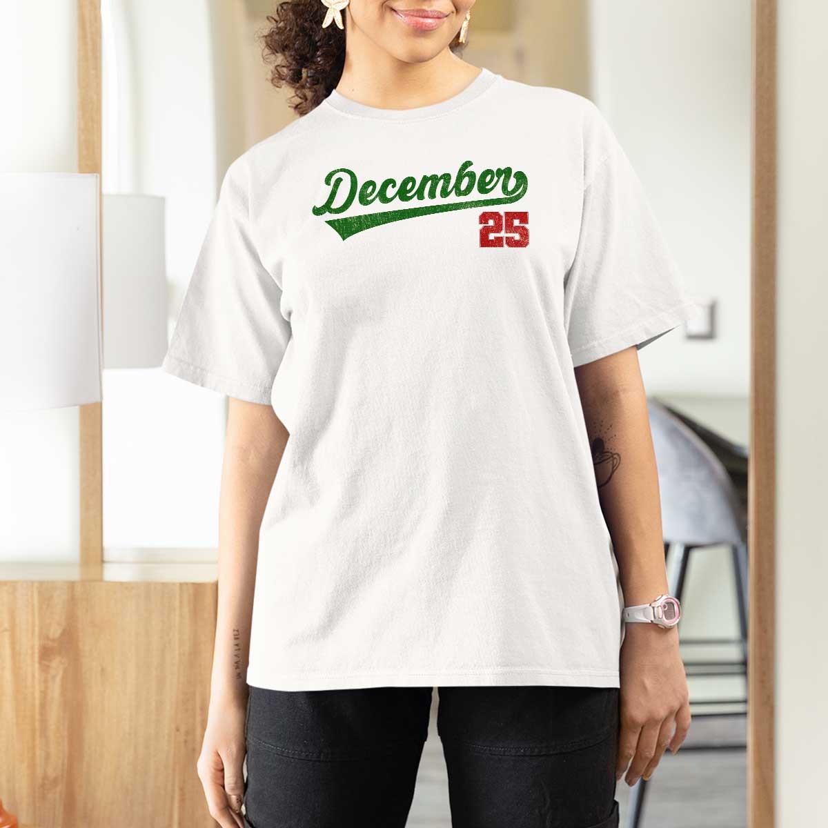 Retro Christmas December 25 T Shirt For Women Retro Vintage Script Holiday Trip - Wonder Print Shop