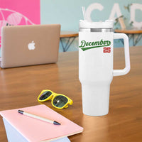 Retro Christmas December 25 Tumbler With Handle Retro Vintage Script Holiday Trip - Wonder Print Shop