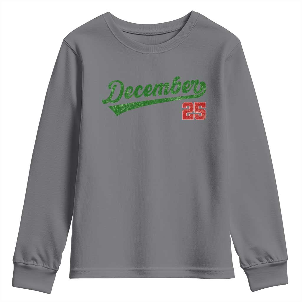 Retro Christmas December 25 Youth Sweatshirt Retro Vintage Script Holiday Trip - Wonder Print Shop