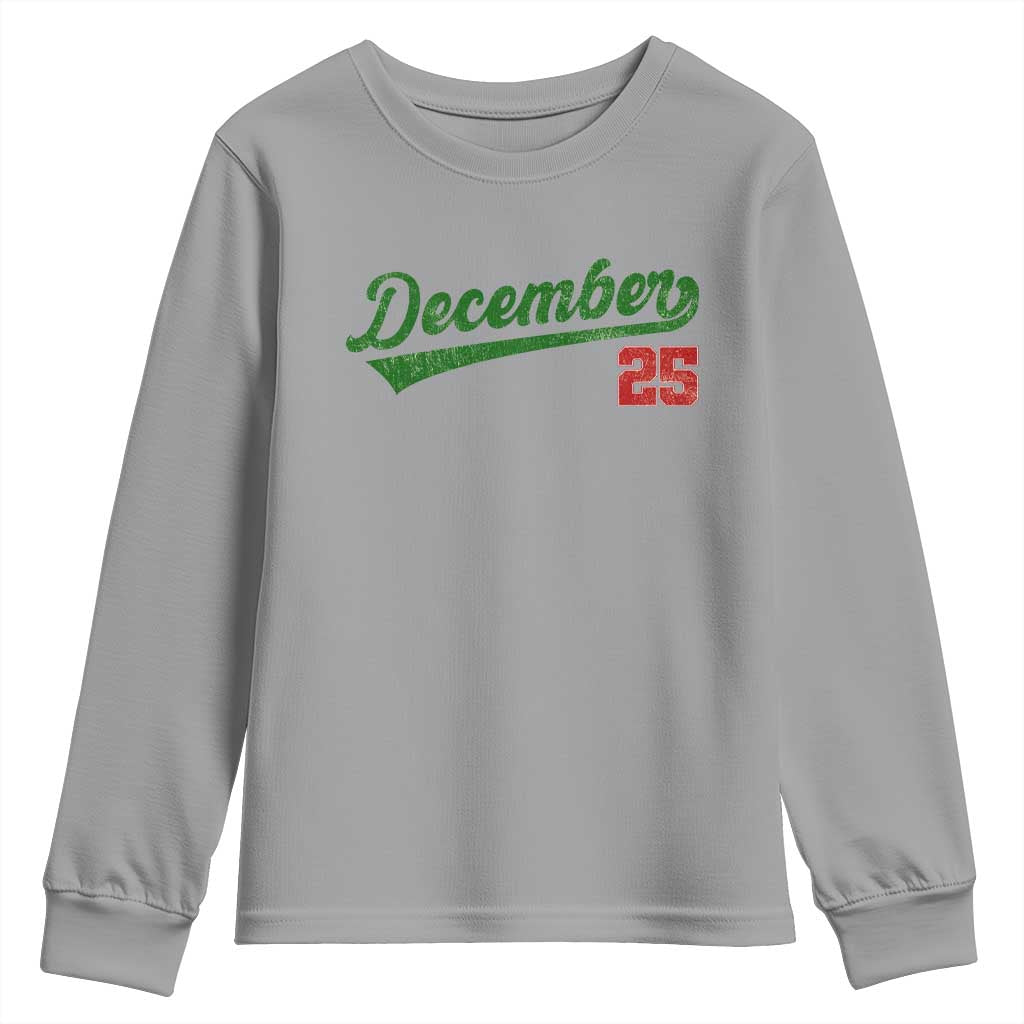 Retro Christmas December 25 Youth Sweatshirt Retro Vintage Script Holiday Trip - Wonder Print Shop