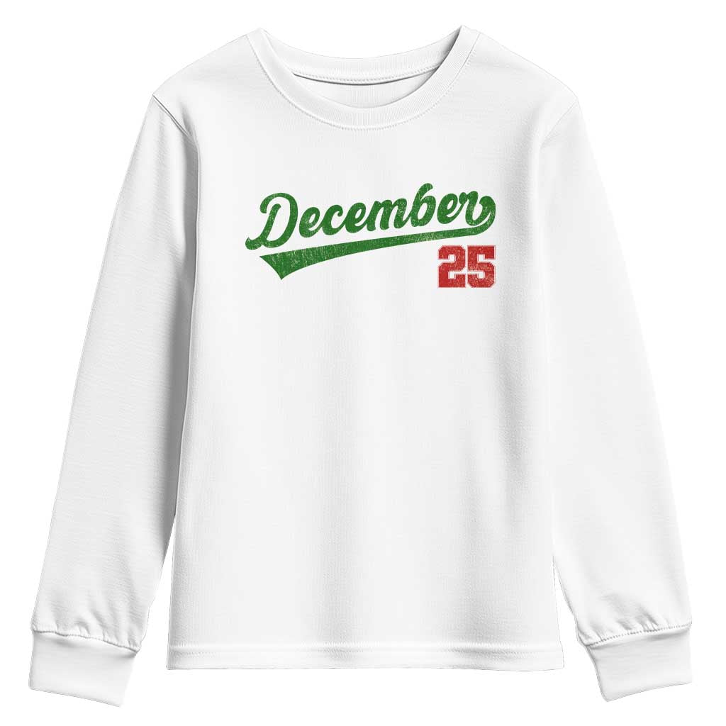 Retro Christmas December 25 Youth Sweatshirt Retro Vintage Script Holiday Trip - Wonder Print Shop